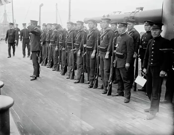 Framed Print : The Japanese training squadron consisting of the cruisers Yakumo and Idzumo at Sheerness Framed Print : The Japanese training squadron consisting of the cruisers Yakumo and Idzumo at Sheerness