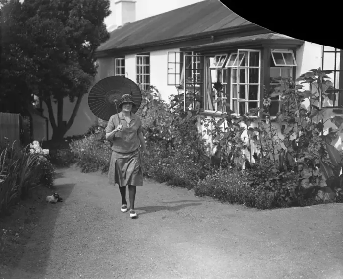 Framed Print : On Jethou, Channel Islands. Mrs Compton Mackenzie takes a walk. 1927