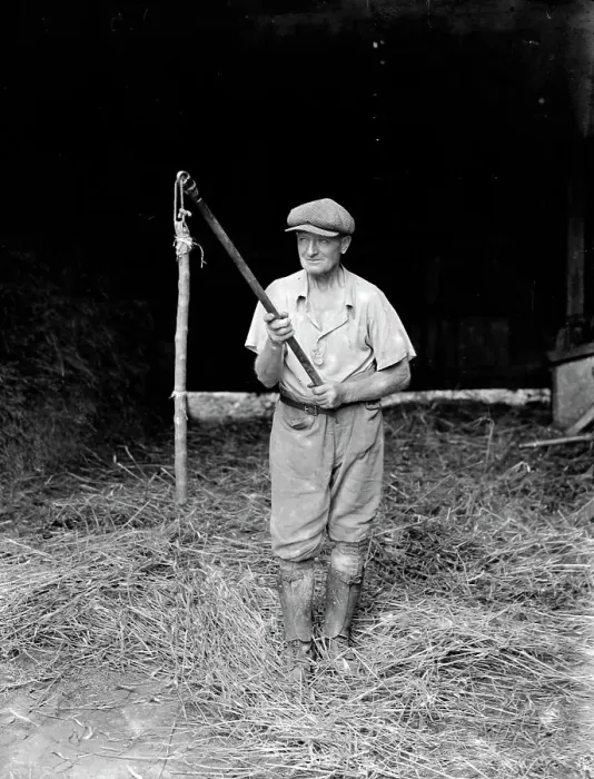 Framed Print : Jimmy Burrows and flail. 1935 Framed Print : Jimmy Burrows and flail. 1935