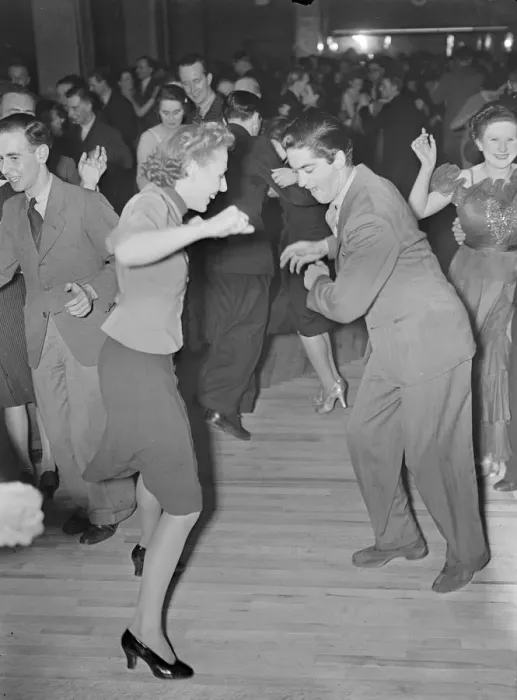 Framed Print : Jitterbugs come to London. dance  /  dancing  /  party season  /  celebration  /  happy vintage