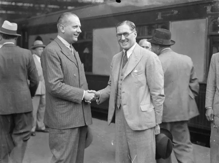Framed Print : John Cobb Seen Off By Eyston When He Leaves For Attempt on Records. For British Framed Print : John Cobb Seen Off By Eyston When He Leaves For Attempt on Records. For British