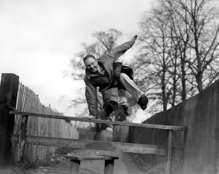 Framed Print : John Topham jumping a style 1936 ?John Topham / TopFoto Framed Print : John Topham jumping a style 1936 ?John Topham / TopFoto