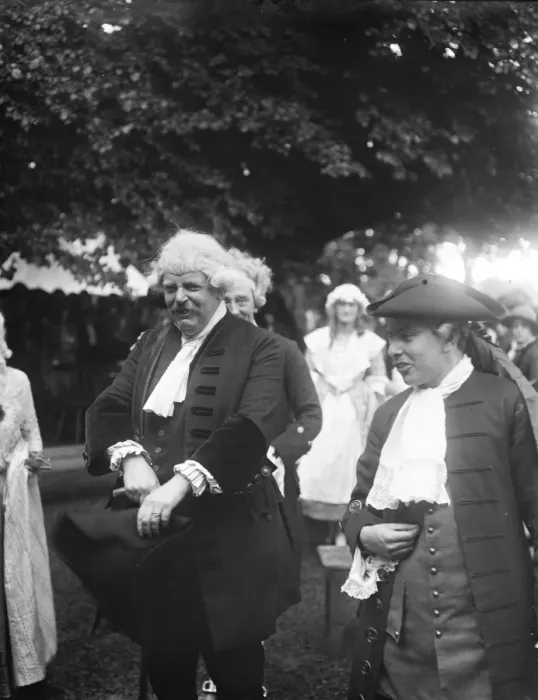 Framed Print : Johnsonian Mirth. Mr G K Chesterton as Dr Johnson at Lady Stopfords 18th Century Fair Framed Print : Johnsonian Mirth. Mr G K Chesterton as Dr Johnson at Lady Stopfords 18th Century Fair