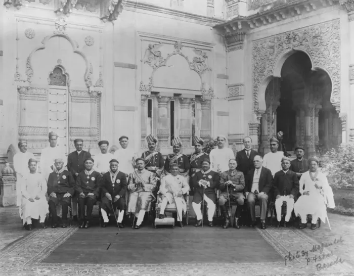 Framed Print : Jubilee celebrations in Baroda State, India State civil officials and personal