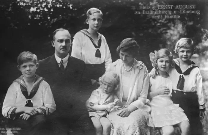 Framed Print : Kaisers only daughter with her husband and children. From left to right Framed Print : Kaisers only daughter with her husband and children. From left to right