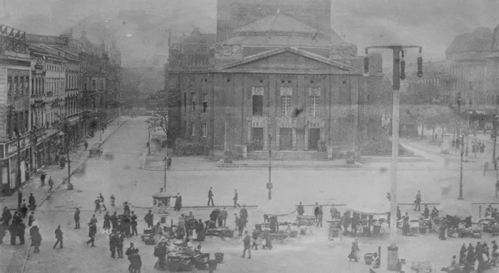 Framed Print : Kattowitce in southern Poland, The Theatre Square August 1921 Framed Print : Kattowitce in southern Poland, The Theatre Square August 1921