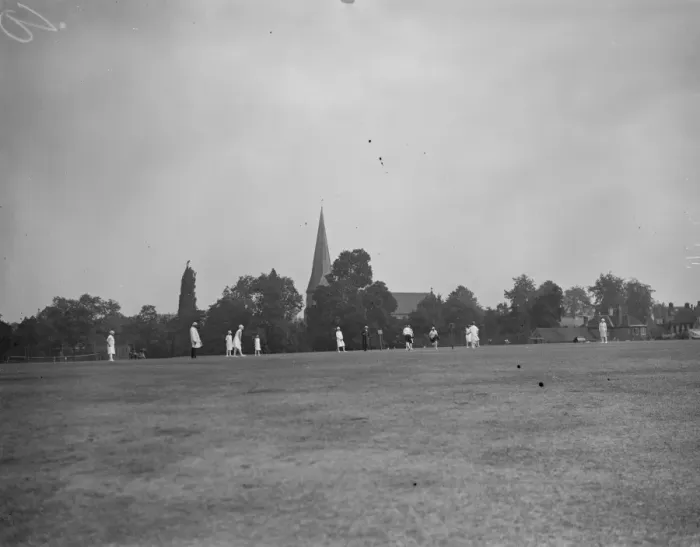 Framed Print : Kent versus Sussex, ladies stoolball match on the cricket ground, Horsham