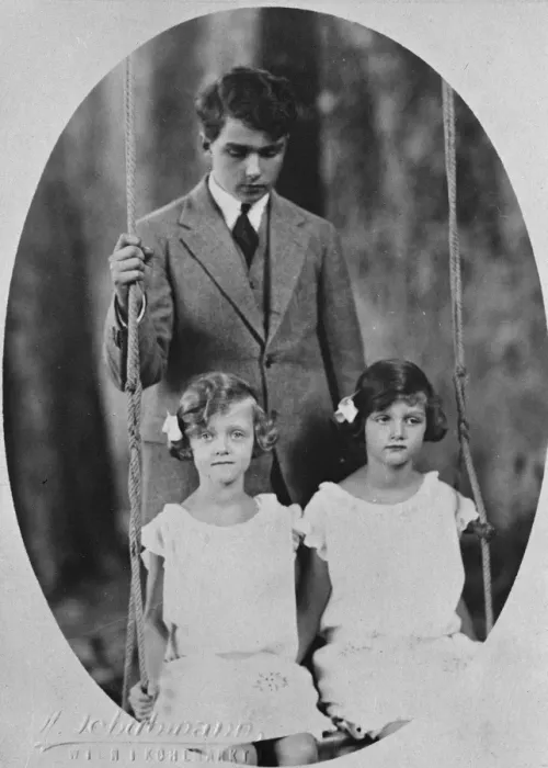 Framed Print : A King without a country. The Archduke Otto of Austria with his sisters the Archduchesses