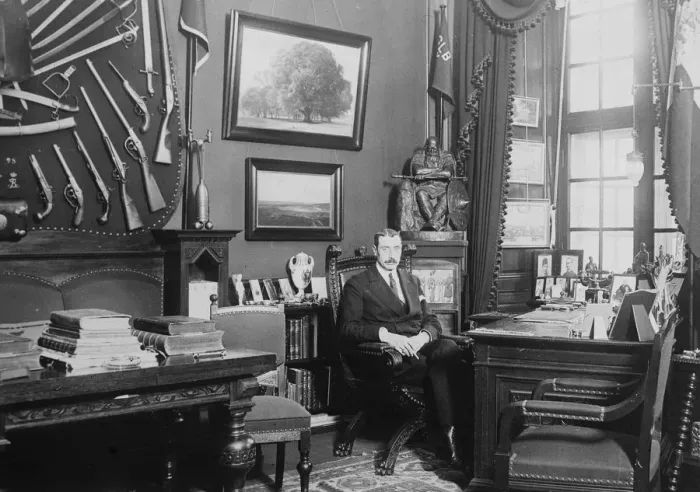 Framed Print : The King of Denmark at his desk 23 April 1923