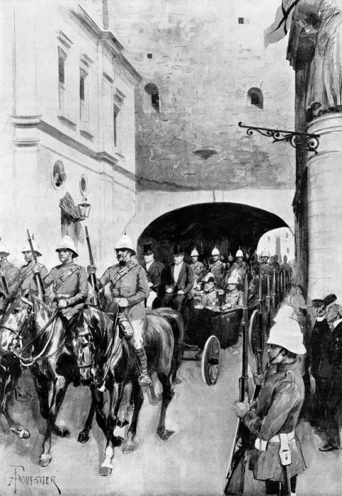 Framed Print : King Edward VII leaving the custom house Valetta 1903 Royal visit to Malta