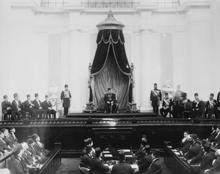 Framed Print : King Fuad I opened the new Egyptian Parliament in State, amidst impressive scenes Framed Print : King Fuad I opened the new Egyptian Parliament in State, amidst impressive scenes