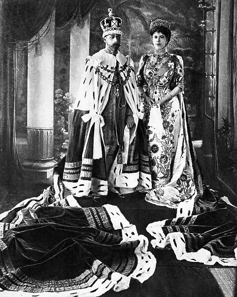 King George V and Queen Mary Pictured in crown and coronation robes for the Delhi