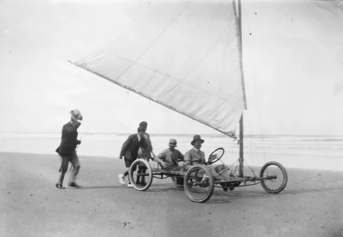 Framed Print : The King of Spain, King Alfonso on a sand yacht on the beach at Comillas. 8 September Framed Print : The King of Spain, King Alfonso on a sand yacht on the beach at Comillas. 8 September