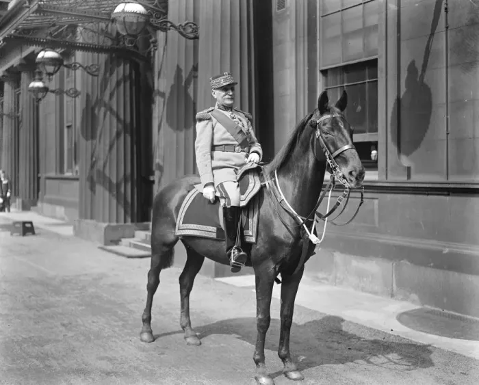 Framed Print : The Kings birthday. Trooping of the colour. A specially posed picture of Marshal