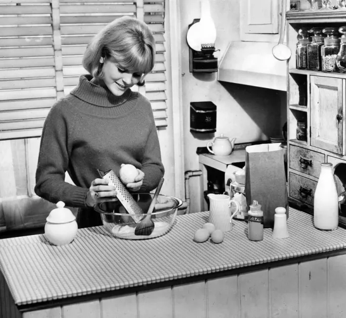 Framed Print : Kitchen general view. May 1966 Framed Print : Kitchen general view. May 1966