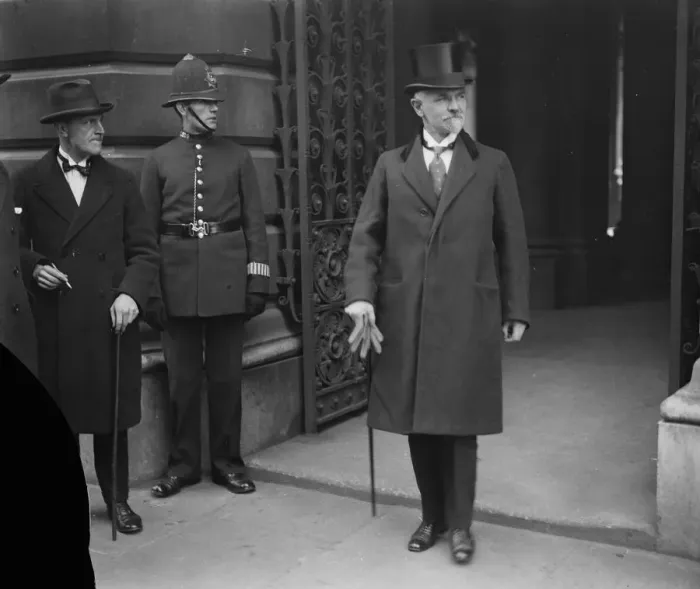 Framed Print : Krassin and Lord Curzon M Krassin leaving the Foreign Office after the interview Framed Print : Krassin and Lord Curzon M Krassin leaving the Foreign Office after the interview