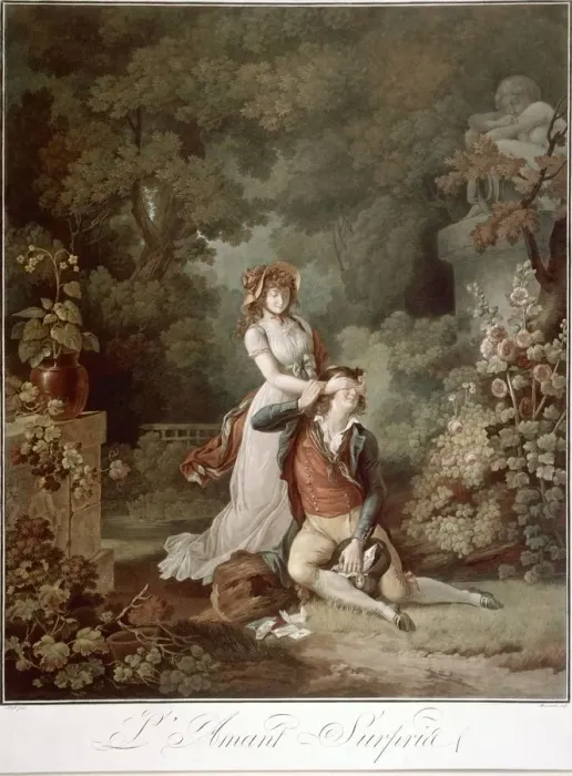 Framed Print : L Amant Surpris - The Surprised Lover The Lover Surprised, engraved by Charles Melchior Framed Print : L Amant Surpris - The Surprised Lover The Lover Surprised, engraved by Charles Melchior