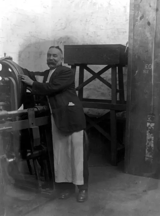 Framed Print : Lace making in Devon. Mr John Searle making Devon Tulle Lace at Tiverton. 5 November Framed Print : Lace making in Devon. Mr John Searle making Devon Tulle Lace at Tiverton. 5 November