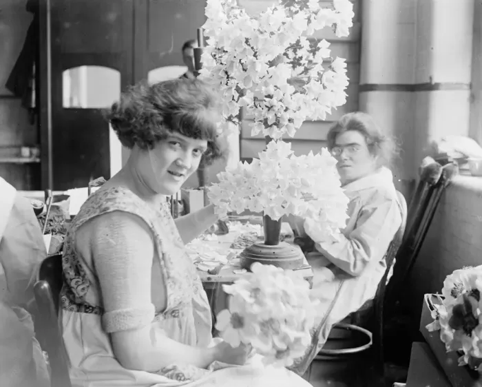 Framed Print : Ladies making preparations for Alexandra Rose Day 15 June 1922 Framed Print : Ladies making preparations for Alexandra Rose Day 15 June 1922