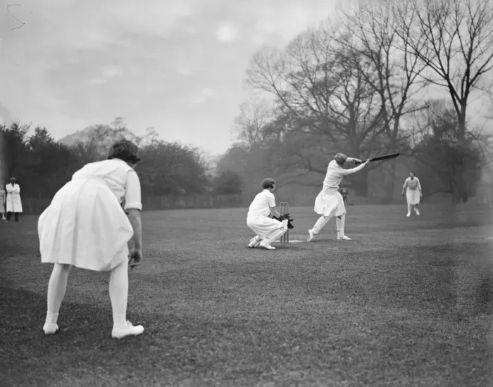 Framed Print : The Ladies opening cricket match at Cobham, the Cuckoos versus the Women Framed Print : The Ladies opening cricket match at Cobham, the Cuckoos versus the Women