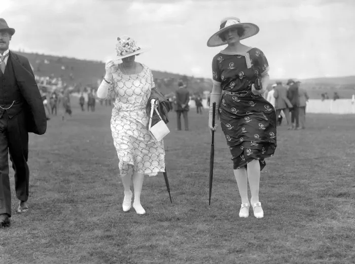 Framed Print : Lady Mainwaring ( right ) and Mrs Loeffler at Glorious Goodwood Racecourse, West Sussex