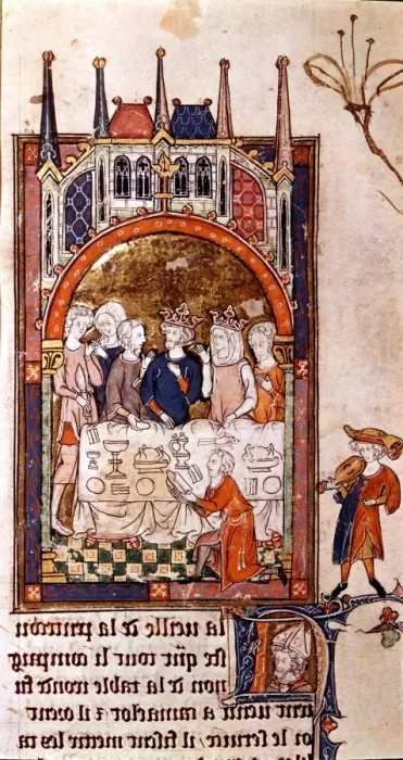Framed Print : Lancelot tells his tales of the quest to King Arthur. Guinevere on the eve of the pentecost