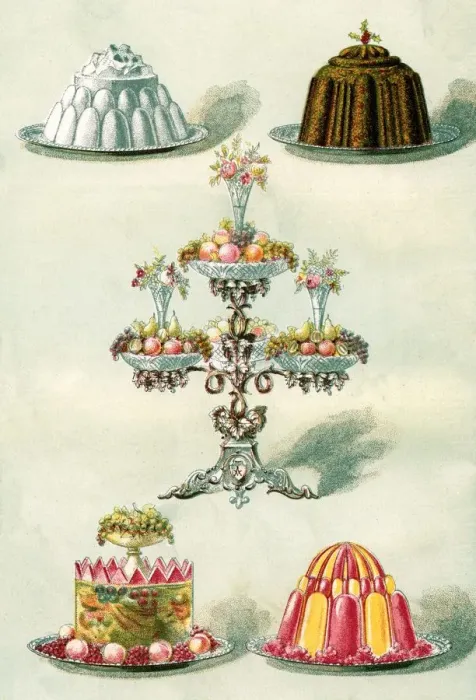 Framed Print : Late Victorian and early Edwardian food illustrations. 1. Blanc Mange