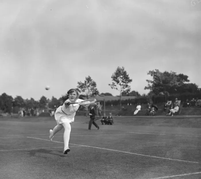 Framed Print : Lawn Tennis championship at Roehampton Miss Betty Nuttall in play 16 June 1924 Framed Print : Lawn Tennis championship at Roehampton Miss Betty Nuttall in play 16 June 1924