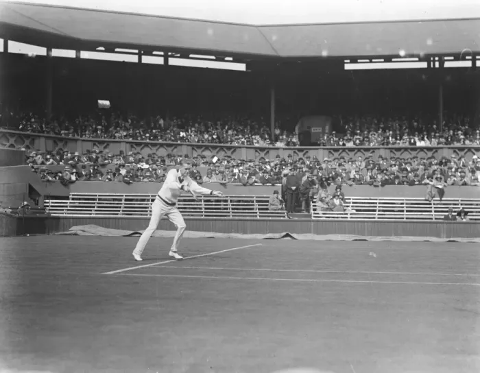 Framed Print : Lawn tennis championships at Wimbledon. V Richards ( America ) in play. 26 June 1923 Framed Print : Lawn tennis championships at Wimbledon. V Richards ( America ) in play. 26 June 1923