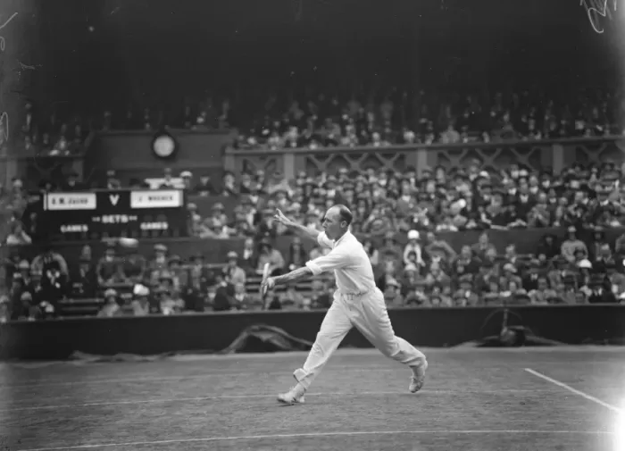 Framed Print : Lawn tennis championships at Wimbledon. J Washer in play. 27 June 1925 Framed Print : Lawn tennis championships at Wimbledon. J Washer in play. 27 June 1925