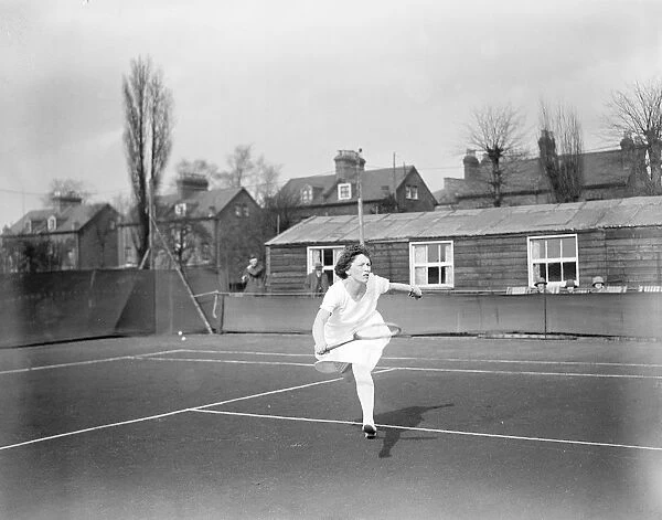 Lawn tennis at Dulwich. The Rosendale Park lawn tennis tournament. Miss Holland in play