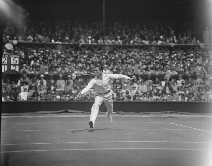 Framed Print : Lawn tennis at Wimbledon. Brugnon in play. 22 June 1927 Framed Print : Lawn tennis at Wimbledon. Brugnon in play. 22 June 1927