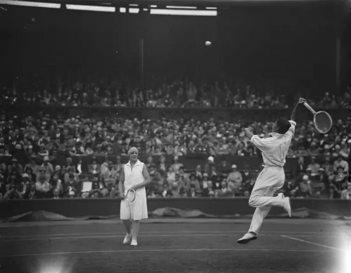 Framed Print : Lawn tennis at Wimbledon. H Austin and Betty Nuthall in play. 27 June 1929 Framed Print : Lawn tennis at Wimbledon. H Austin and Betty Nuthall in play. 27 June 1929