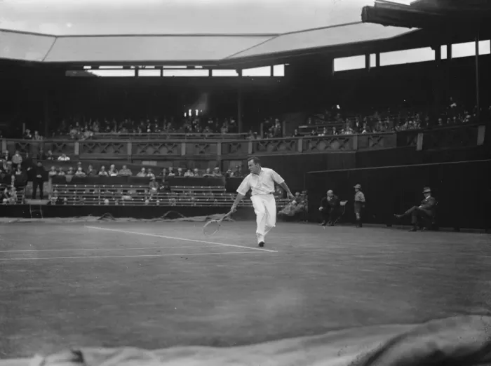 Framed Print : Lawn tennis at Wimbledon. Hunter in play. 24 June 1927 Framed Print : Lawn tennis at Wimbledon. Hunter in play. 24 June 1927