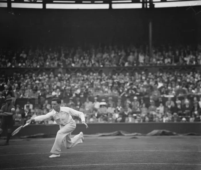 Framed Print : Lawn tennis at Wimbledon. Jacques Brugnon in play. 26 June 1929 Framed Print : Lawn tennis at Wimbledon. Jacques Brugnon in play. 26 June 1929