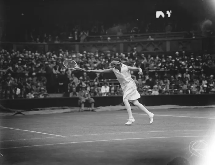 Framed Print : Lawn tennis at Wimbledon. Miss Godfree in play. 28 June 1927 Framed Print : Lawn tennis at Wimbledon. Miss Godfree in play. 28 June 1927