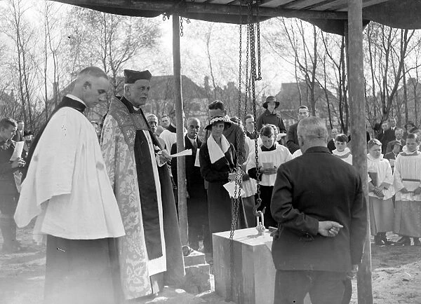 Laying the foundation stone at St Frances Church, Petts Wood, Kent. 1934