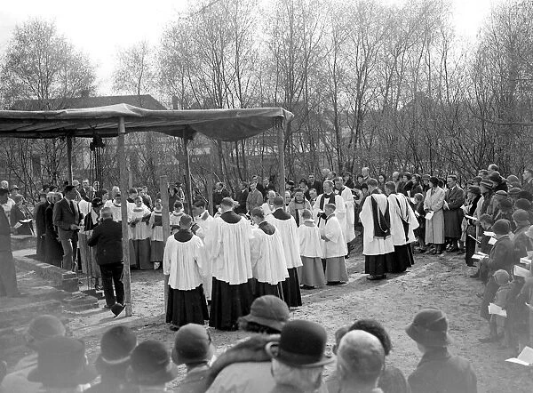Laying the foundation stone at St Frances Church, Petts Wood, Kent. 1934