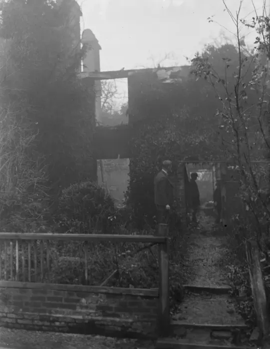 Framed Print : What is left behind following a cottage fire in Chelsfield, Kent. 1936