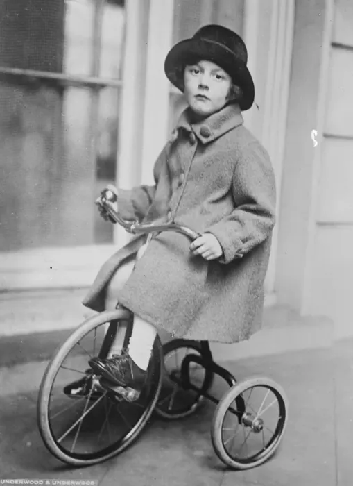 Framed Print : Little Princess Pricilla Bibesco and her tiny tricycle Little Princess Pricilla Bibesco
