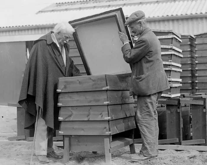 Framed Print : Lloyd George and bees in bee hives May 11th 1934 Framed Print : Lloyd George and bees in bee hives May 11th 1934