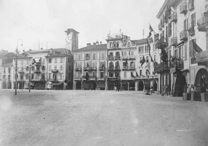 Framed Print : Locarno in the Swiss canton of Ticino. The square 1925 Framed Print : Locarno in the Swiss canton of Ticino. The square 1925
