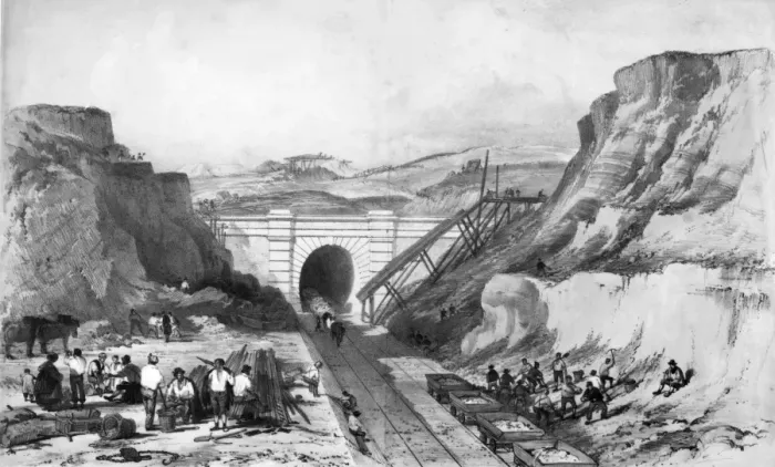 Framed Print : London to Birmingham Railway North Church Tunnel under construction