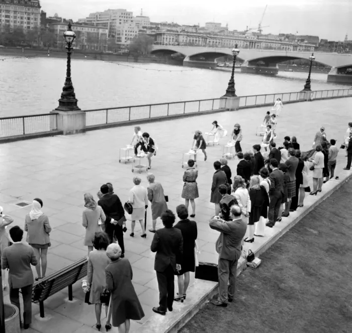 Framed Print : London: The final yards of the 1969 Tea Trolley Stakes run over a distance of 100 Framed Print : London: The final yards of the 1969 Tea Trolley Stakes run over a distance of 100