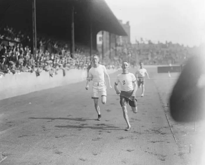 Framed Print : London Fire Brigade Athletics Meeting at Stamford J T Garlick wins the 400 yards Veteran race Framed Print : London Fire Brigade Athletics Meeting at Stamford J T Garlick wins the 400 yards Veteran race