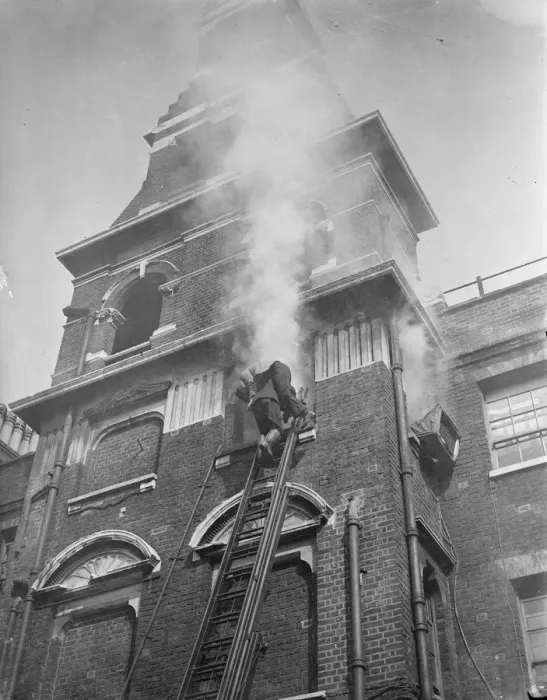 Framed Print : London Fireman Give Rescue Display. A display of rescue work, fire fighting Framed Print : London Fireman Give Rescue Display. A display of rescue work, fire fighting