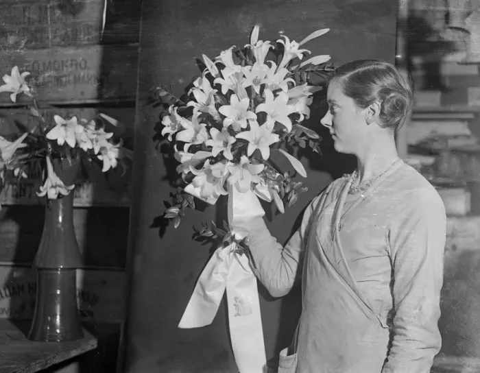 Framed Print : London florist Mr Robert Felton has made Princess Marinas wedding bouquet - it is Framed Print : London florist Mr Robert Felton has made Princess Marinas wedding bouquet - it is