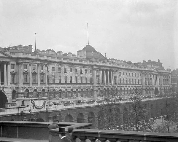 London. The neoclassical facade of Somerset House seen from Waterloo Bridge, London Early