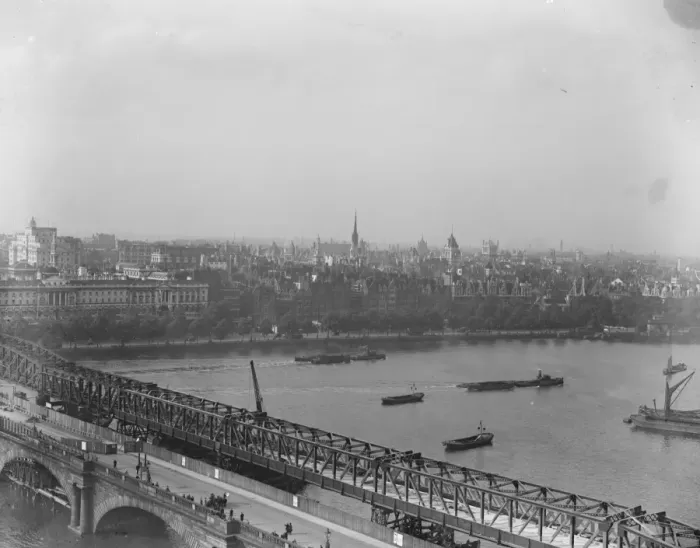 Framed Print : London north bank of Thames, from Somerset to St Pauls. 1925 Framed Print : London north bank of Thames, from Somerset to St Pauls. 1925