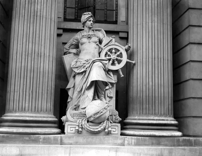 Framed Print : London. Statuary of the P. D. A. Building. 7 June 1935 Framed Print : London. Statuary of the P. D. A. Building. 7 June 1935